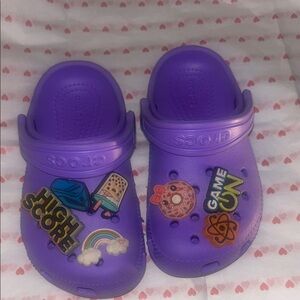 CROCS Kids Purple Slippers with Playful Charms